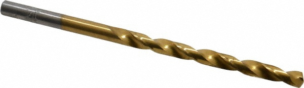 Jobber Length Drill Bit: #17 (0.1730) Dia, 135 deg, Cobalt - TiN Finish, 3-3/8" OAL, Right Hand Cut, Regular Spiral Flute, Straight Shank, Series 2550
