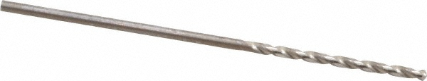 Jobber Length Drill Bit: #56 (0.0465) Dia, 118 deg, HSS - Bright/Uncoated Finish, 1-3/4" OAL, Right Hand Cut, Fast Spiral Flute, Straight Shank, Series 150B