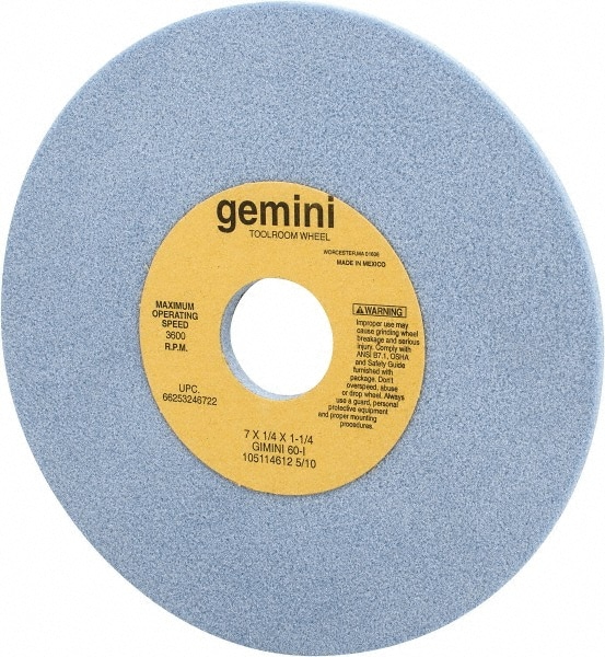 Surface Grinding Wheel: 7" Dia, 1/4" Thick, 1-1/4" Hole, 60 Grit, I Hardness
