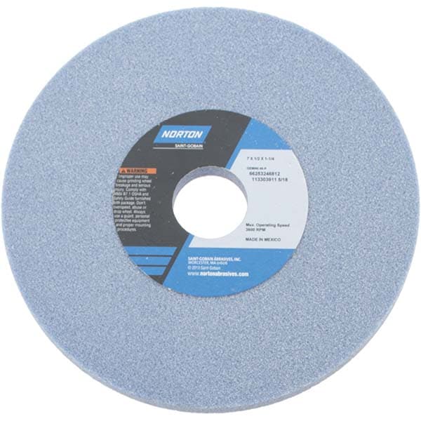 Norton 66253246812 Surface Grinding Wheel: 7" Dia, 1/2" Thick, 1-1/4" Hole, 46 Grit, K Hardness Image