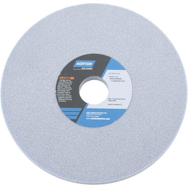 Norton 66253246845 Surface Grinding Wheel: 8" Dia, 1/2" Thick, 1-1/4" Hole, 46 Grit, J Hardness Image