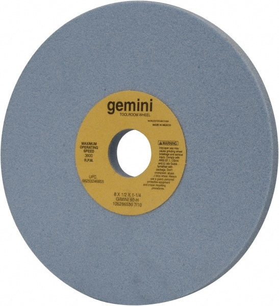 Norton 66253246855 Surface Grinding Wheel: 8" Dia, 1/2" Thick, 1-1/4" Hole, 60 Grit, H Hardness Image