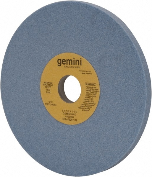 Norton 66253246861 Surface Grinding Wheel: 8" Dia, 1/2" Thick, 1-1/4" Hole, 60 Grit, K Hardness Image