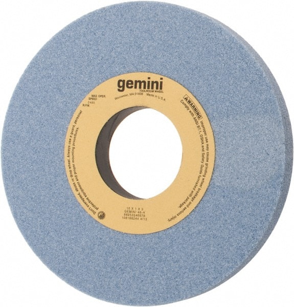 Norton 66253246878 Surface Grinding Wheel: 10" Dia, 1" Thick, 3" Hole, 46 Grit, H Hardness 