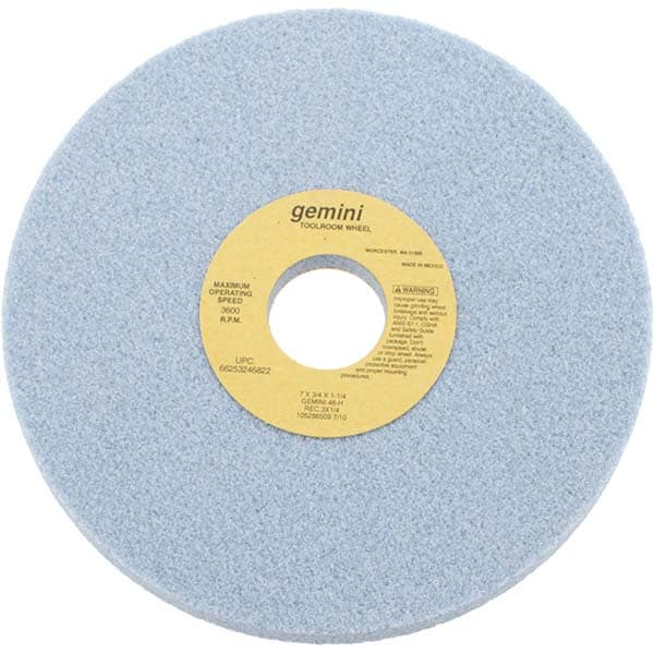 Norton 66253246822 Surface Grinding Wheel: 7" Dia, 3/4" Thick, 1-1/4" Hole, 46 Grit, H Hardness Image