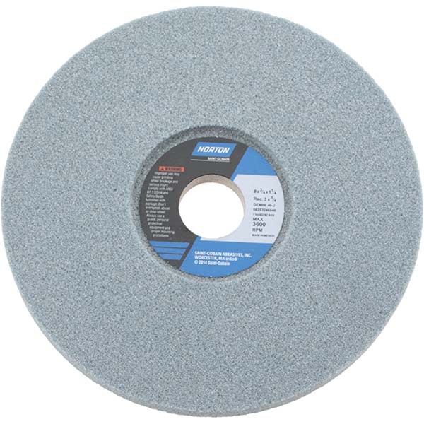 Norton 66253246846 Surface Grinding Wheel: 8" Dia, 3/4" Thick, 1-1/4" Hole, 46 Grit, J Hardness Image