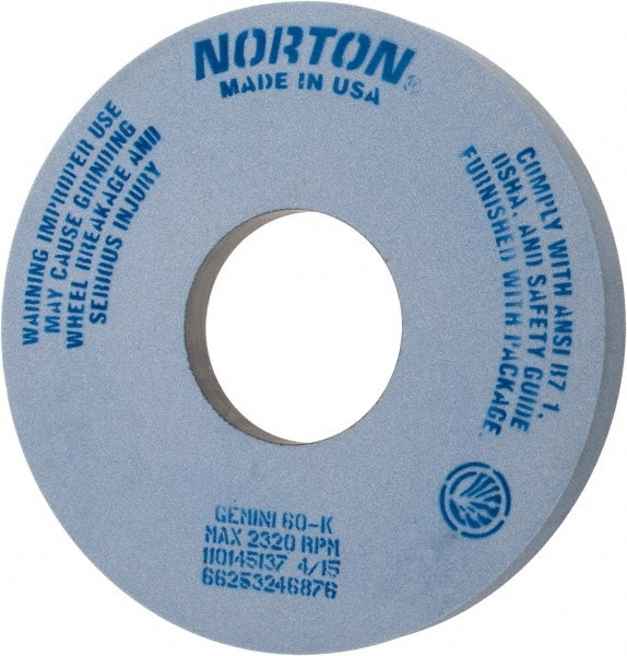 Norton 66253246876 Surface Grinding Wheel: 14" Dia, 1-1/2" Thick, 5" Hole, 60 Grit, K Hardness Image