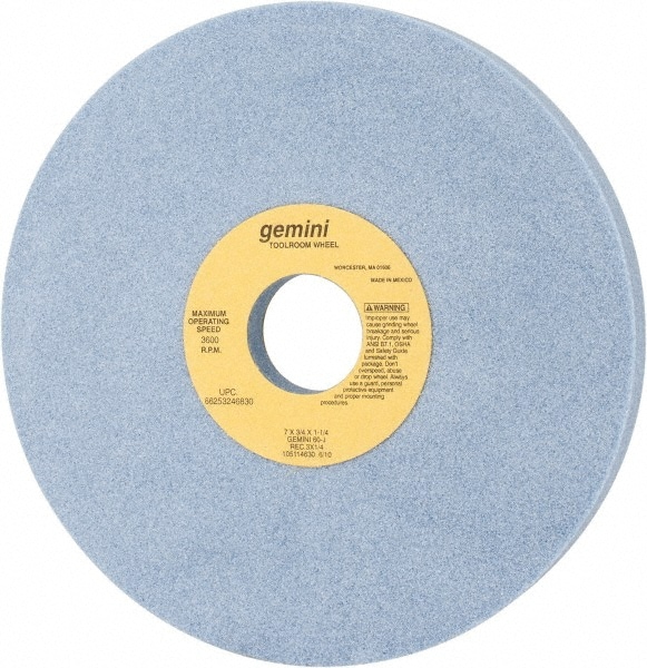 Norton 66253246830 Surface Grinding Wheel: 7" Dia, 3/4" Thick, 1-1/4" Hole, 60 Grit, J Hardness Image