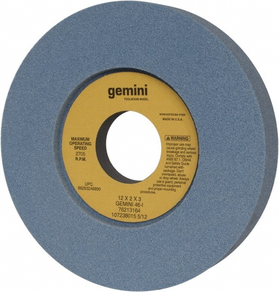 Norton 66253246890 Surface Grinding Wheel: 12" Dia, 2" Thick, 3" Hole, 46 Grit, I Hardness 