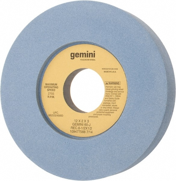 Norton 66253246893 Surface Grinding Wheel: 12" Dia, 2" Thick, 3" Hole, 60 Grit, J Hardness Image