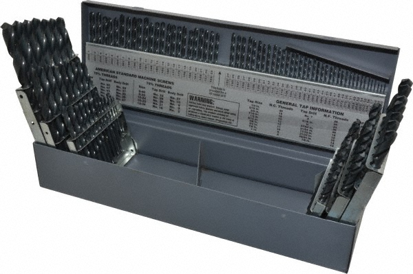 Drill Bit Set: Jobber Length Drill Bits, 115 Pc, 0.04" to 0.5" Drill Bit Size, 118 &deg;, High Speed Steel - Oxide, Standard, Straight Shank, Series 150