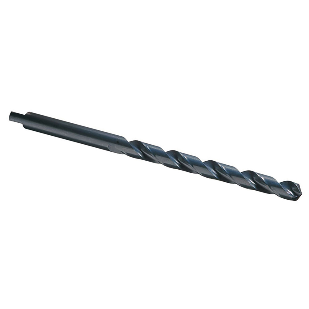 Taper Length Drill Bit: 3/8" (0.3750) Dia, 118 deg, HSS - Oxide Finish, 4-1/4" Flute Length, 6-3/4" OAL, Right Hand Cut, Regular Spiral Flute, Tanged Shank, 255AN