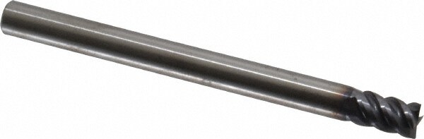 Square End Mill: 1/4'' Dia, 3/8'' LOC, 1/4'' Shank Dia, 3'' OAL, 4 Flutes, Solid Carbide