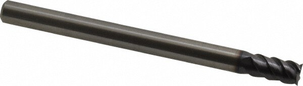 Square End Mill: 5/16'' Dia, 1/2'' LOC, 5/16'' Shank Dia, 4'' OAL, 4 Flutes, Solid Carbide