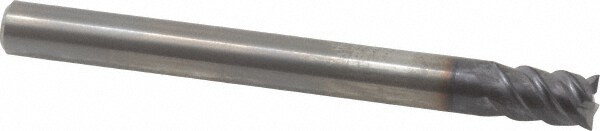 Square End Mill: 3/8'' Dia, 9/16'' LOC, 3/8'' Shank Dia, 4'' OAL, 4 Flutes, Solid Carbide