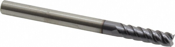 Square End Mill: 1/4'' Dia, 7/8'' LOC, 1/4'' Shank Dia, 3'' OAL, 4 Flutes, Solid Carbide