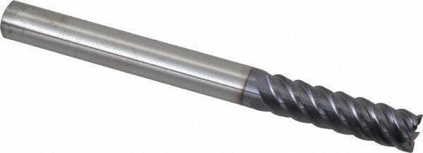 Square End Mill: 3/8'' Dia, 1-5/16'' LOC, 3/8'' Shank Dia, 4'' OAL, 5 Flutes, Solid Carbide
