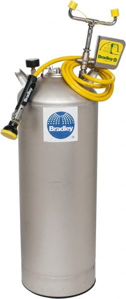 Bradley S19-788 15 Gallon, 0.4 GPM Flow Rate at 30 PSI, Pressurized with Drench Hose Stainless Steel, Portable Eye Wash Station 