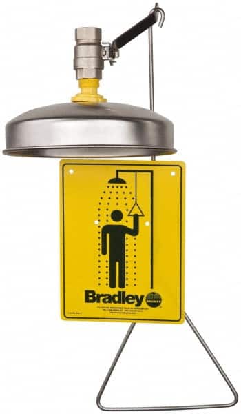 Bradley S19-130A Plumbed Drench Showers; Mount: Vertical ; Activation Method: Pull Rod ; Flow Rate (GPM): 22.0 ; Approval Listing/Regulations: ANSI Z358.1 ; PSC Code: 4240 
