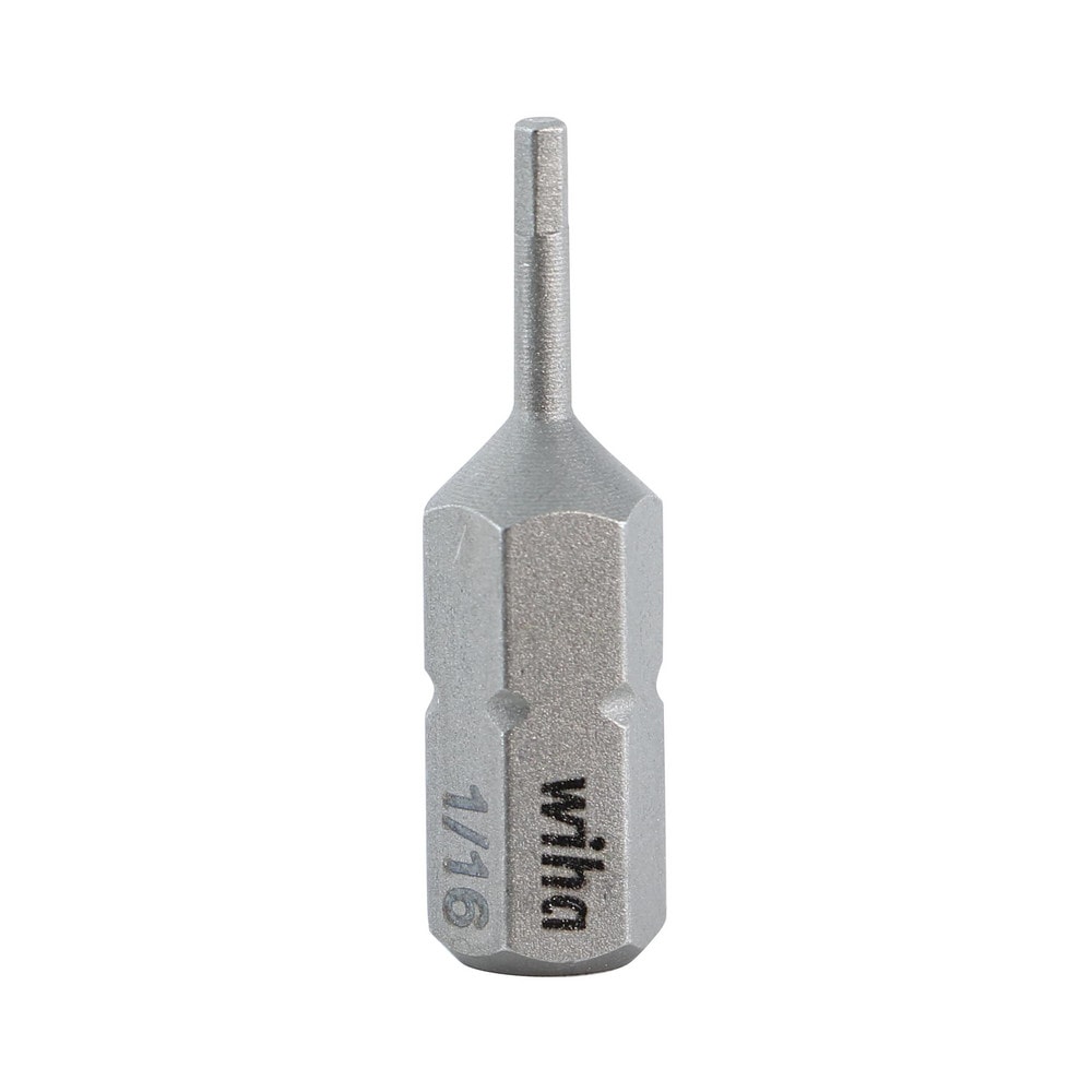 Hex Screwdriver Insert Bit: 1/4" Drive, 1" OAL