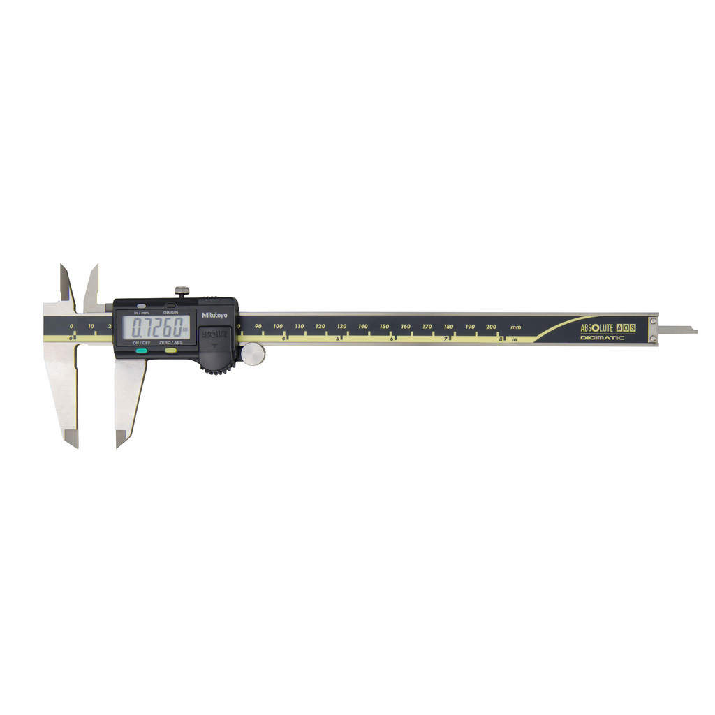 Mitutoyo Electronic Caliper: 0.0100 mm Resolution, 0.0005" Resolution, 0.02 mm Accuracy, 0.0010" Accuracy, Calibrated, Data Output, Carbide-Tipped