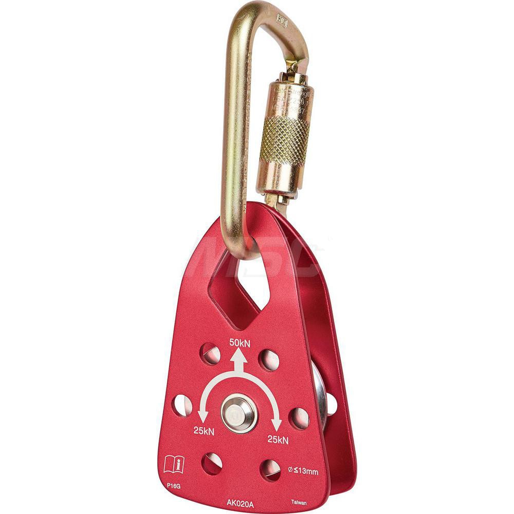 Confined Space Entry & Retrieval Cables & Pulleys; Pulley Type: Pulley ; Material: Aluminum ; Maximum Load Capacity: 420.00 ; Color: Red ; Cable Sheath Material: Aluminum ; Overall Height: 5in