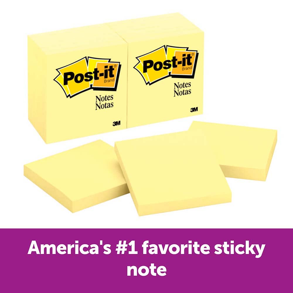 Post-it Notes. 1 3/8 x 1 7/8 Inches, Canary Yellow, 12-Pads/Pack