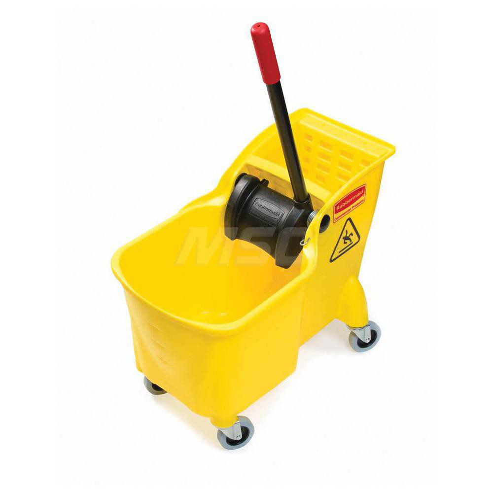 Rubbermaid Commercial 31 QT Mop Bucket & Wringer Combo On Wheels - Yellow