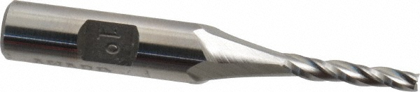Made in USA K-203 Tapered End Mill: 1 &deg; per Side, 1/8" Small Dia, 3/4" LOC, 3 Flutes, High Speed Steel, Square End Image