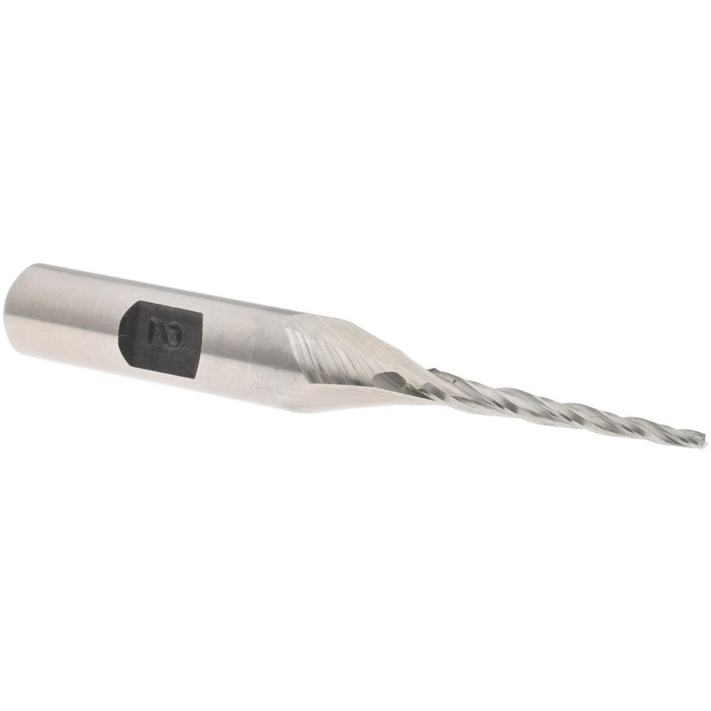 Made in USA L-004 Tapered End Mill: 2 &deg; per Side, 1/16" Small Dia, 1" LOC, 3 Flutes, High Speed Steel, Square End Image