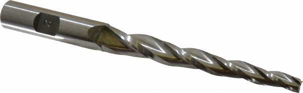 Made in USA L-413 Tapered End Mill: 2 &deg; per Side, 1/4" Small Dia, 3-1/4" LOC, 3 Flutes, High Speed Steel, Square End Image