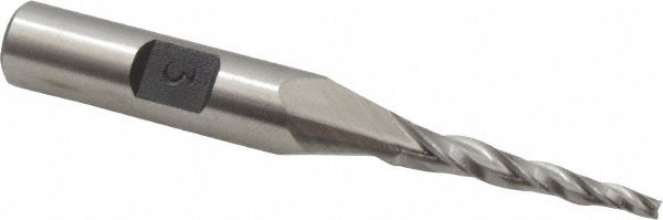 Made in USA M-104 Tapered End Mill: 3 &deg; per Side, 3/32" Small Dia, 1" LOC, 3 Flutes, High Speed Steel, Square End Image