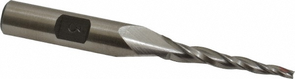 Made in USA M-105 Tapered End Mill: 3 &deg; per Side, 3/32" Small Dia, 1-1/4" LOC, 3 Flutes, High Speed Steel, Square End Image