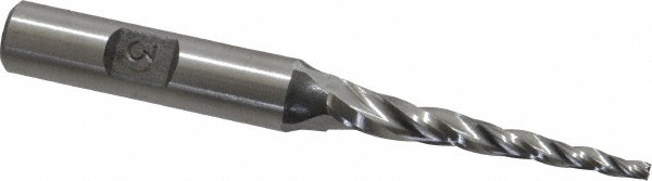 Made in USA M-106 Tapered End Mill: 3 &deg; per Side, 3/32" Small Dia, 1-1/2" LOC, 3 Flutes, High Speed Steel, Square End Image