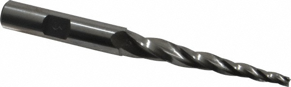 Made in USA M-208 Tapered End Mill: 3 &deg; per Side, 1/8" Small Dia, 2" LOC, 3 Flutes, High Speed Steel, Square End Image
