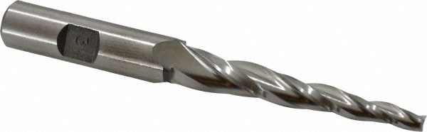 Made in USA M-310 Tapered End Mill: 3 &deg; per Side, 3/16" Small Dia, 2-1/2" LOC, 3 Flutes, High Speed Steel, Square End Image