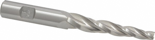 Made in USA M-409 Tapered End Mill: 3 &deg; per Side, 1/4" Small Dia, 2-1/4" LOC, 3 Flutes, High Speed Steel, Square End Image