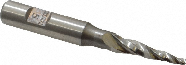 Made in USA O-104 Tapered End Mill: 5 &deg; per Side, 3/32" Small Dia, 1" LOC, 3 Flutes, High Speed Steel, Square End Image