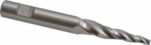 Made in USA O-206 Tapered End Mill: 5 &deg; per Side, 1/8" Small Dia, 1-1/2" LOC, 3 Flutes, High Speed Steel, Square End Image