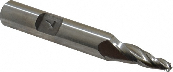 Made in USA R-203 Tapered End Mill: 7 ° per Side, 1/8" Small Dia, 3/4" LOC, 3 Flutes, High Speed Steel, Square End Image