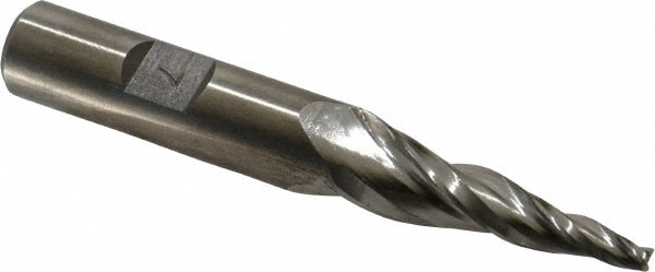 Made in USA R-206 Tapered End Mill: 7 ° per Side, 1/8" Small Dia, 1-1/2" LOC, 3 Flutes, High Speed Steel, Square End Image