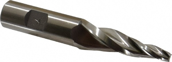 Made in USA R-409 Tapered End Mill: 7 ° per Side, 1/4" Small Dia, 2-1/4" LOC, 3 Flutes, High Speed Steel, Square End Image