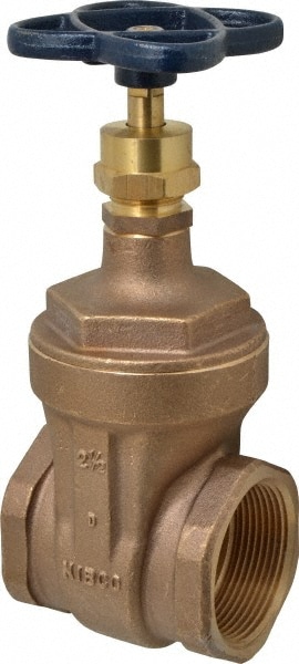 NIBCO NL0J00E Gate Valve: Non-Rising Stem, 2-1/2" Pipe, Threaded, Bronze 