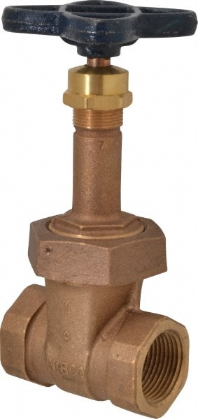 NIBCO NL0Z00A Gate Valve: Rising Stem, 1" Pipe, Threaded, Bronze Image