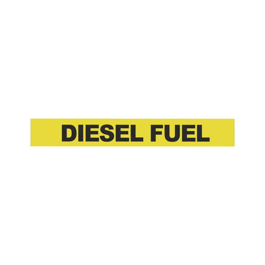 AccuformNMC Pipe Marker: Diesel Fuel, Fits 3/4 to 1-1/4" Pipes, No Graphic - Black Legend, Yellow Background, Self-Adhesive | Part #C1080Y