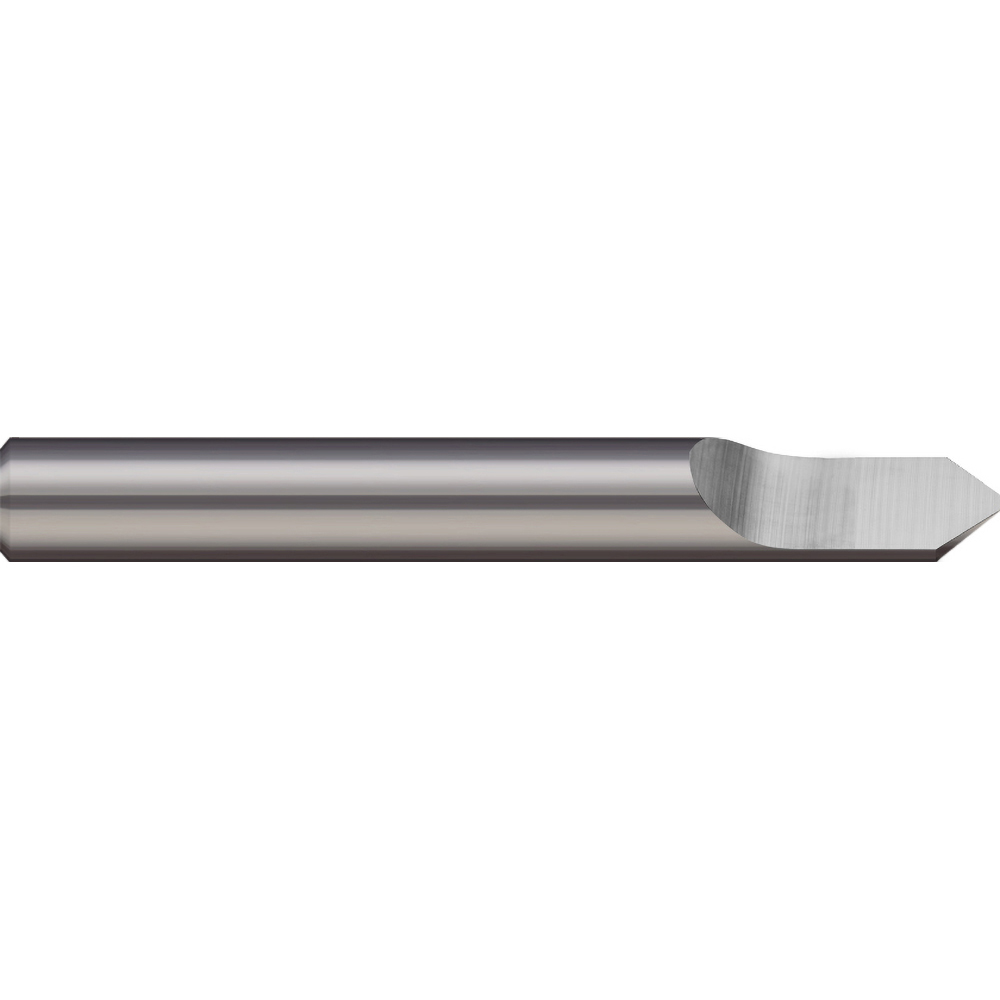 Engraving Cutter: 3/16" Dia, 0.008" Tip Dia, Tipped Off Point, Solid Carbide - Uncoated, 3/16" Shank, 3" OAL, 1 Flute