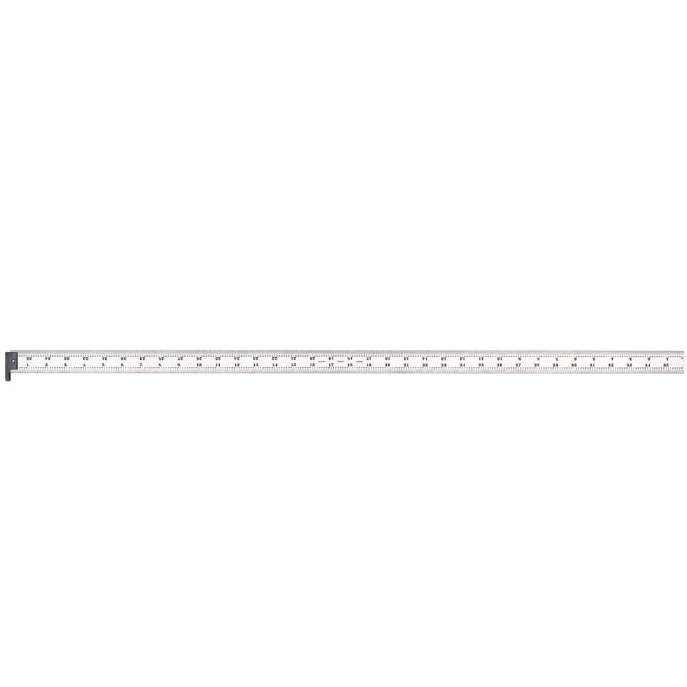 Steel Rule: 36" OAL, 4R Graduation, Rigid, 1-1/4" OAW
