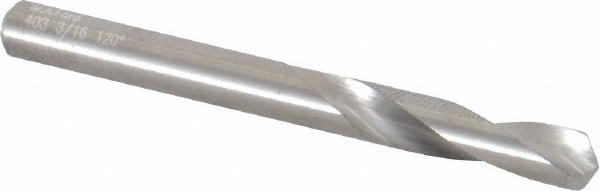 Spotting Drill: 3/16" Dia, 120 deg, 2" OAL, Solid Carbide - 1" Flute Length, 3/16" Shank Dia, Bright/Uncoated Finish, Right Hand Cut, Series 403