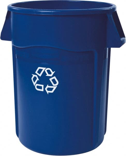 Brute Recycling Container, 44 Gallon, Round, Blue