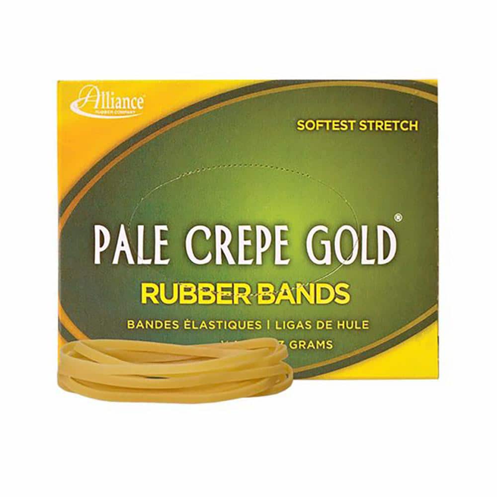 Alliance ALL20335 Pack of (970) 4" Circumference, 1/8" Wide, Pale Crepe Gold Rubber Band Strapping 